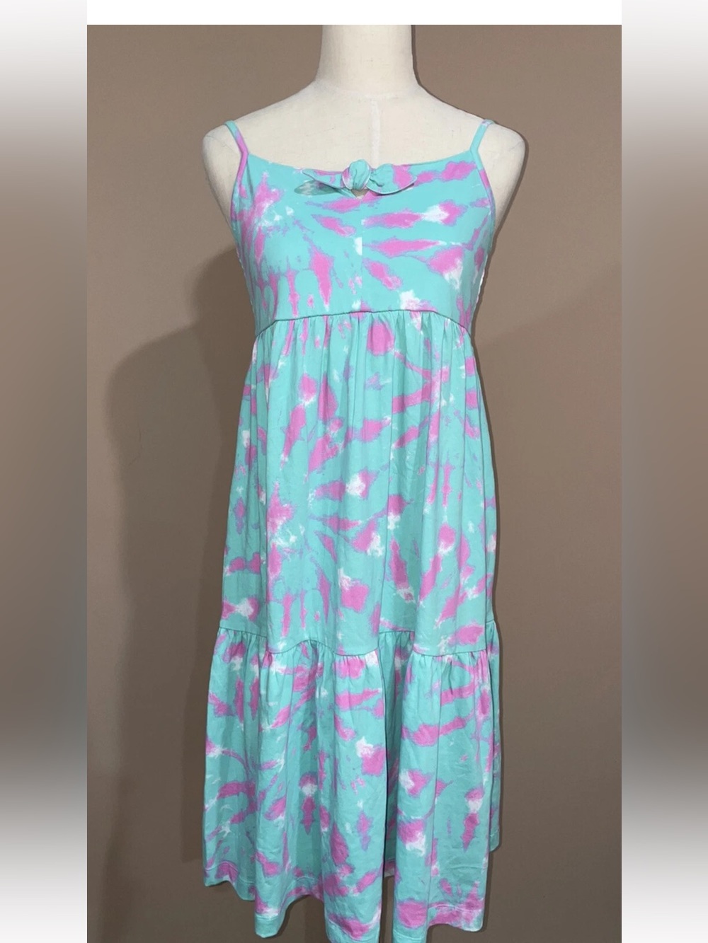 Crewcuts Aqua,Pink Tie-Dye Spaghetti Strap Maxi Dress girls Sz.12/14/16-xs wome